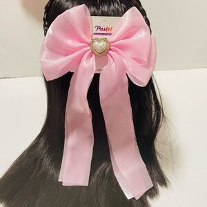 Pastels Pink Heart Embellished Hair Bow